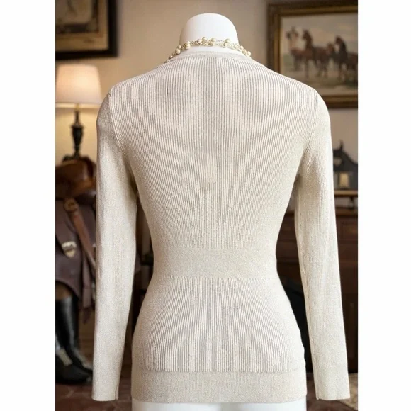 White House Black Market Cardigan | Size Small | Neutral Knit Sweater - Picture 3 of 8